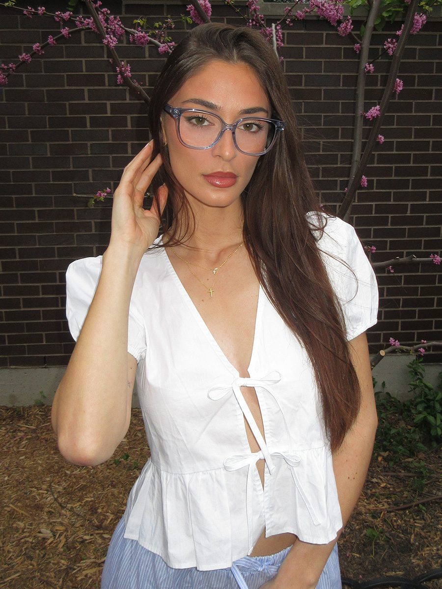 Clara Clear Blue Cat eye Glasses
