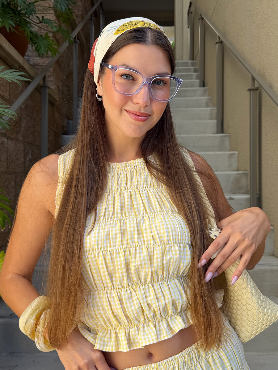 Isabella Clear Blue Square Glasses